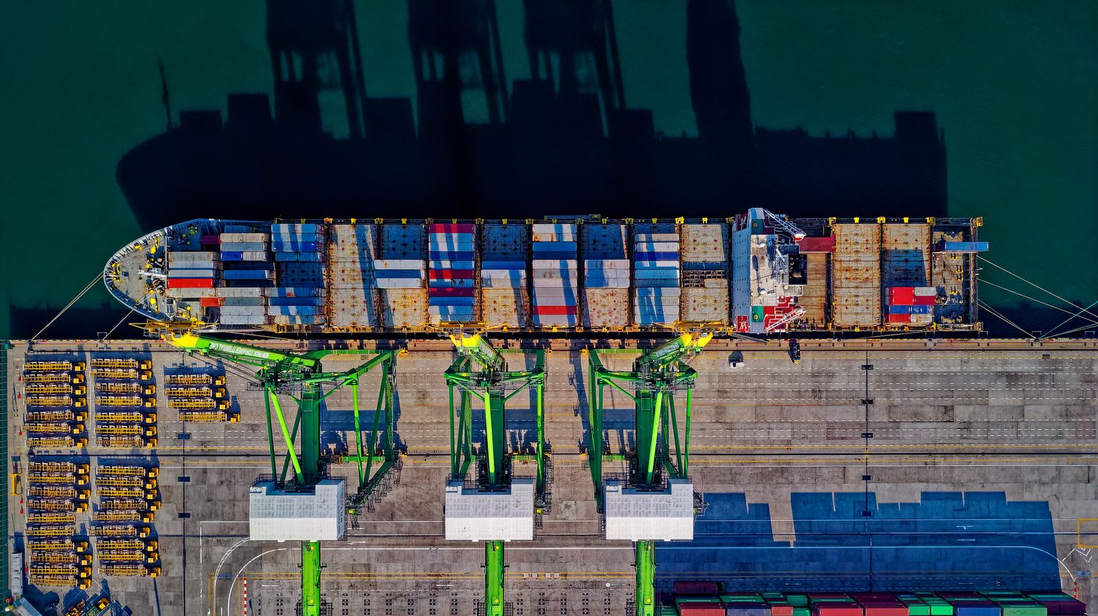 Container ship at port